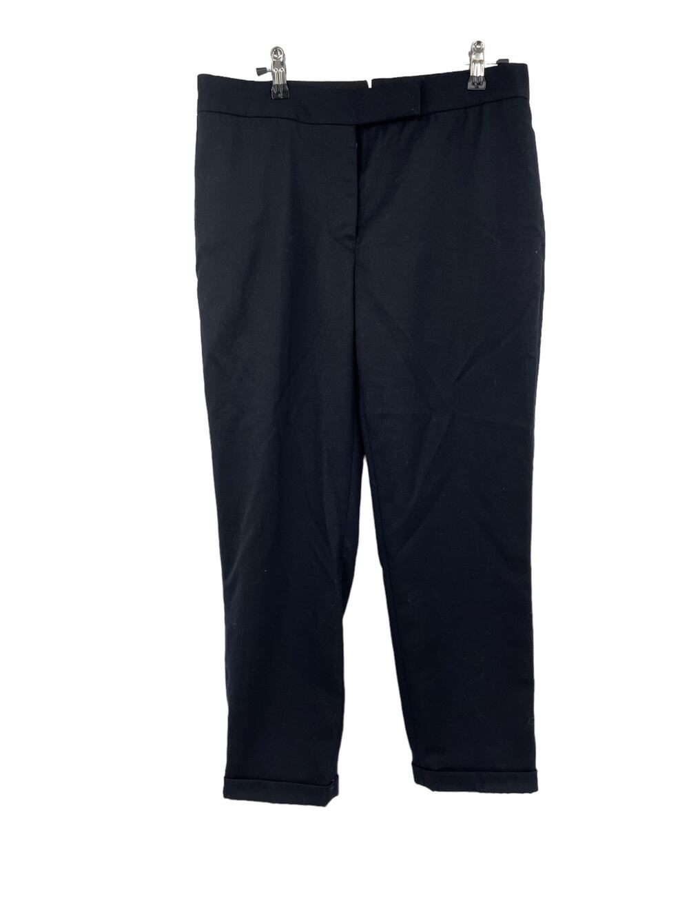 Thom Browne Mens Wool Fresco Cropped Cuffed Trousers Inky Black Size 3 34x26